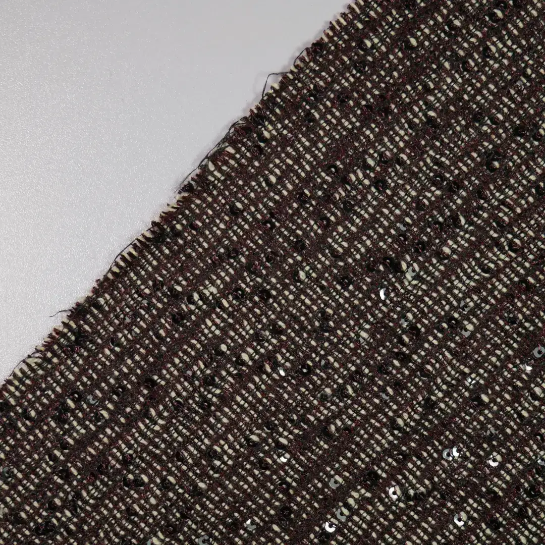 China Fabric for Overcoat,Suit,Dresses (Pullover)  Chanel-Style Fabric Woolen Nylon Sequin Polyester Brown color buy from China wholesaler bulk order at wholesale price free worldwide shipping Alibaba