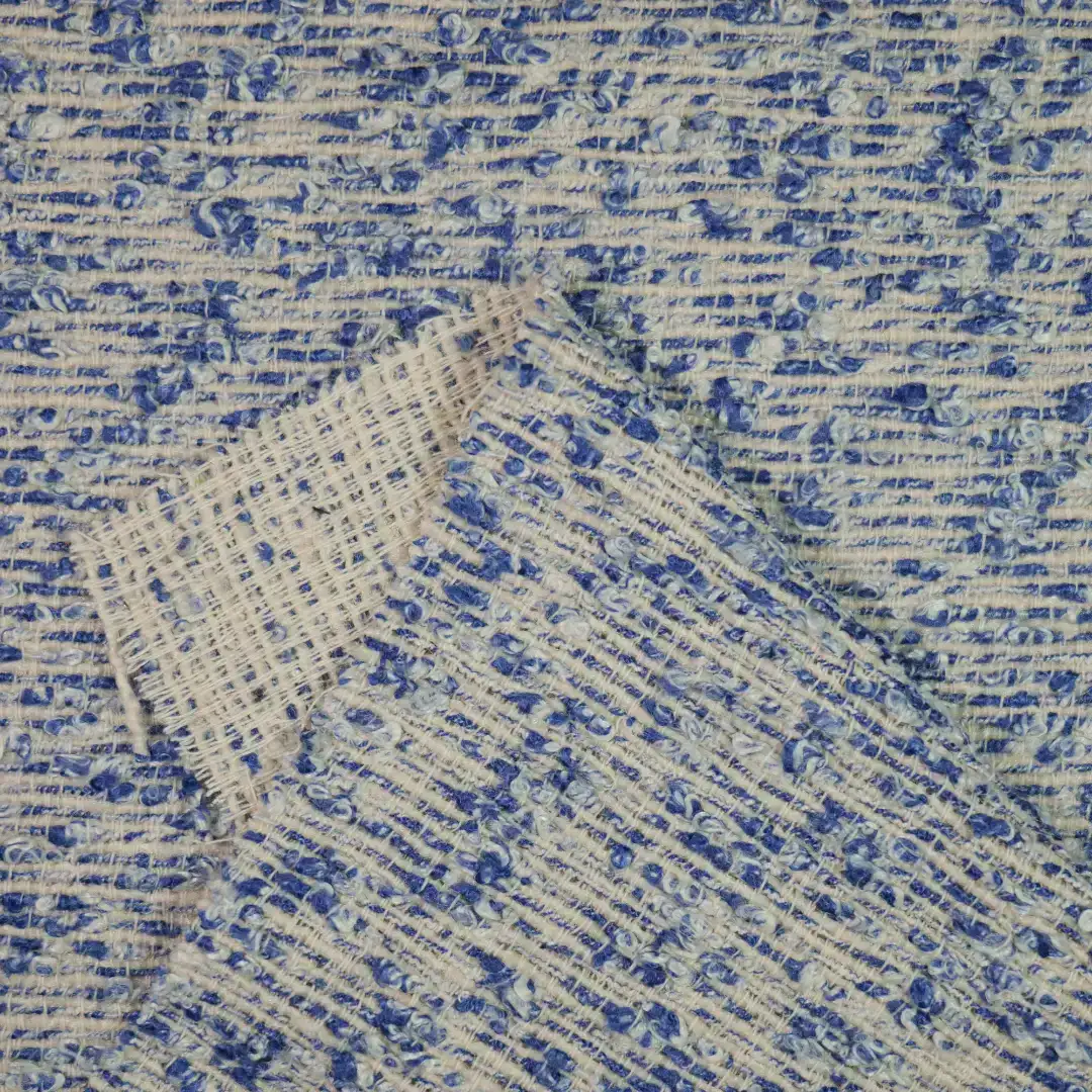 China Fabric for Pants,Jackets,Skirt,Uniform Chanel-Style Fabric Woolen Polyester Viscose Blue color buy from China wholesaler bulk order at wholesale price free worldwide shipping Alibaba