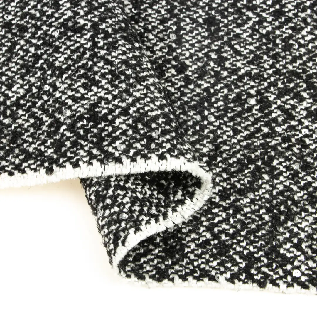 China Fabric for Blazer,Overcoat,Skirt ,Waist coat Woolen Tweed Woolen Wool Polyester Acrylic black-white color buy from China wholesaler bulk order at wholesale price free worldwide shipping Alibaba