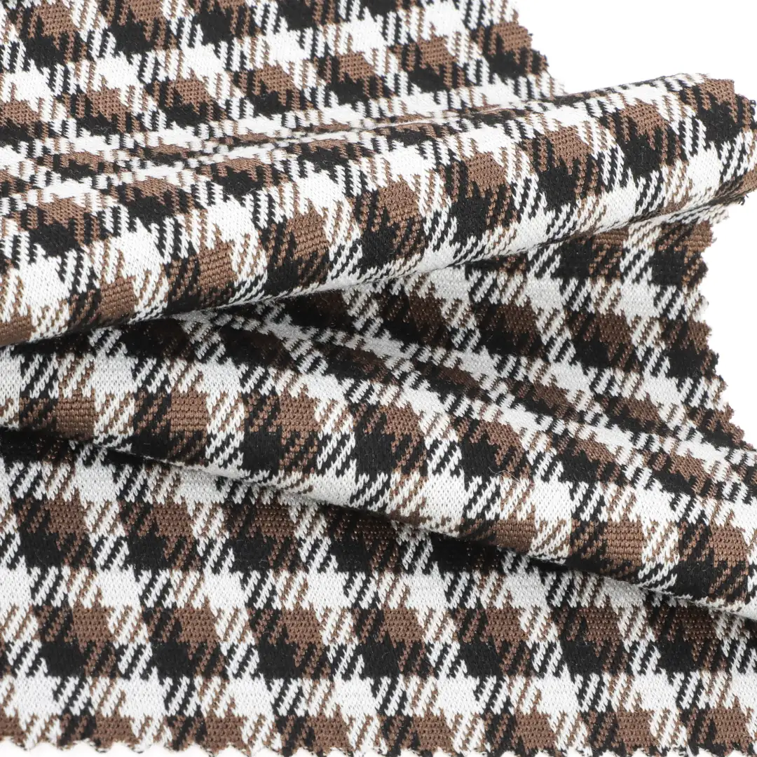 China Fabric for Pants,Crop Top,Hoodie,Full-Zipper Cardigan  Jacquard Knit Fabric Polyester Rayon Spandex Black, white and yellow color buy from China wholesaler bulk order at wholesale price free worldwide shipping Alibaba