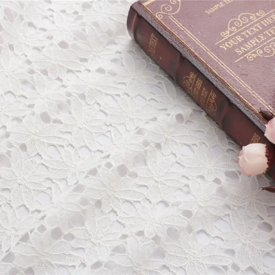 China Fabric for Shirt,Blouse,T-shirt ,Skirt  Lace Knit Fabric Cotton Polyester white color buy from China wholesaler bulk order at wholesale price free worldwide shipping Alibaba