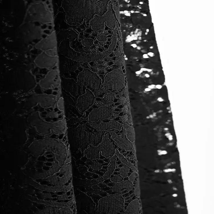 China Fabric for Blouse,Skirt,Skirt  Lace Knit Fabric Cotton Nylon Rayon black color buy from China wholesaler bulk order at wholesale price free worldwide shipping Alibaba