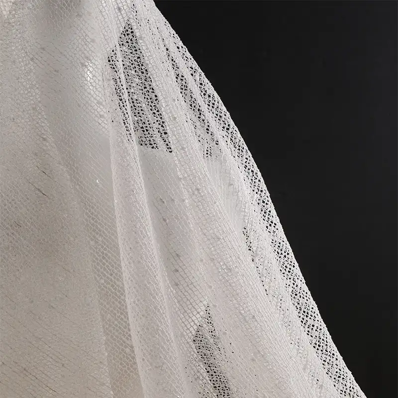 China Fabric for Blouse,Skirt,Shirt Long Sleeve Button ,Dresses (Cardigan Button) ,Skirt  Lace Knit Fabric Polyester white color buy from China wholesaler bulk order at wholesale price free worldwide shipping Alibaba