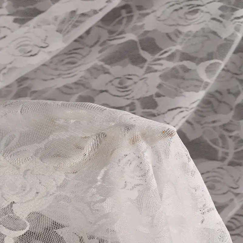 China Fabric for Shirt,Blouse,Skirt,Shirt Long Sleeve Zipper ,Polo T-shirt ,Skirt  Lace Knit Fabric Nylon Spandex white color buy from China wholesaler bulk order at wholesale price free worldwide shipping Alibaba