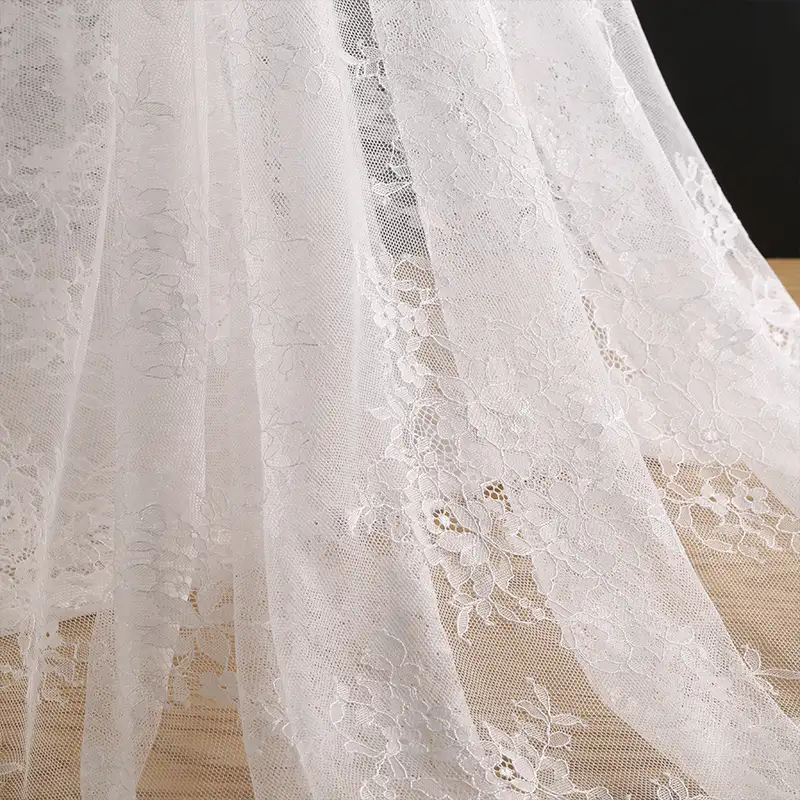 China Fabric for Blouse,Skirt,Shirt Long Sleeve Button ,Dresses (Cardigan Button) ,Skirt  Lace Knit Fabric Nylon white color buy from China wholesaler bulk order at wholesale price free worldwide shipping Alibaba