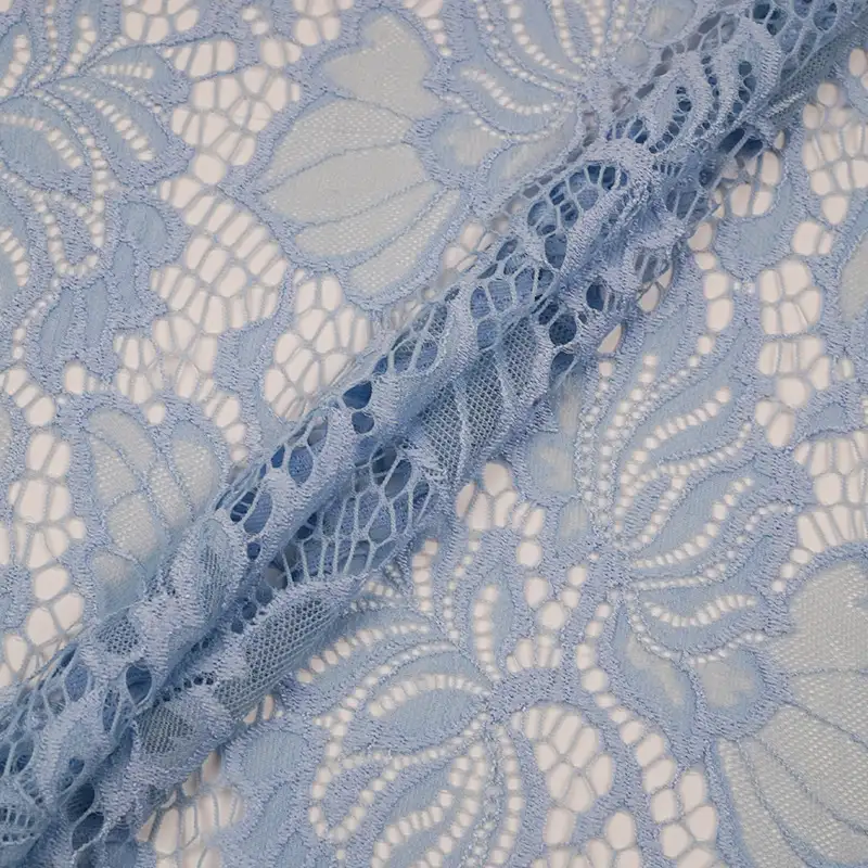 China Fabric for Shirt,Polo Shirt,Blouse,Dresses (Cardigan Button) ,Skirt  Lace Knit Fabric Nylon Spandex blue color buy from China wholesaler bulk order at wholesale price free worldwide shipping Alibaba