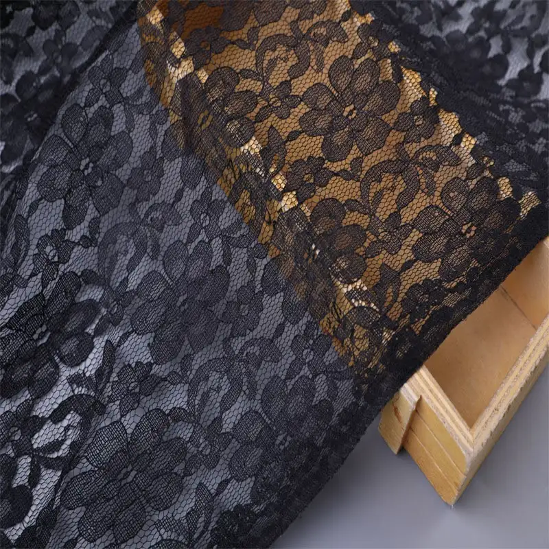 China Fabric for Blouse,Skirt,Shirt Long Sleeve Button ,Dresses (Cardigan Button) ,Skirt  Lace Knit Fabric Nylon black color buy from China wholesaler bulk order at wholesale price free worldwide shipping Alibaba