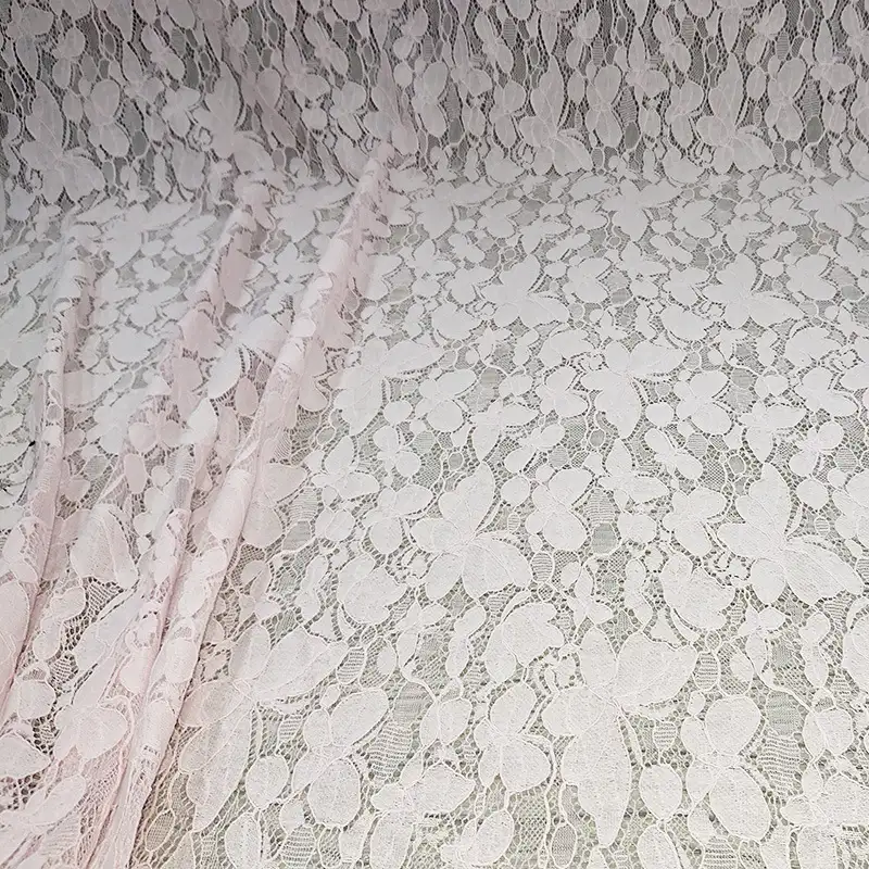 China Fabric for Blouse,Skirt,Shirt Long Sleeve Button ,Dresses (Cardigan Button) ,Skirt  Lace Knit Fabric Cotton Nylon Rayon white color buy from China wholesaler bulk order at wholesale price free worldwide shipping Alibaba
