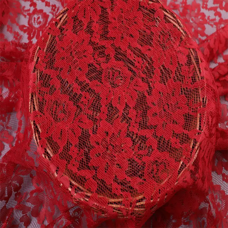 China Fabric for Blouse,Skirt,Shirt Half Sleeve Button ,Skirt  Lace Knit Fabric Polyester red color buy from China wholesaler bulk order at wholesale price free worldwide shipping Alibaba