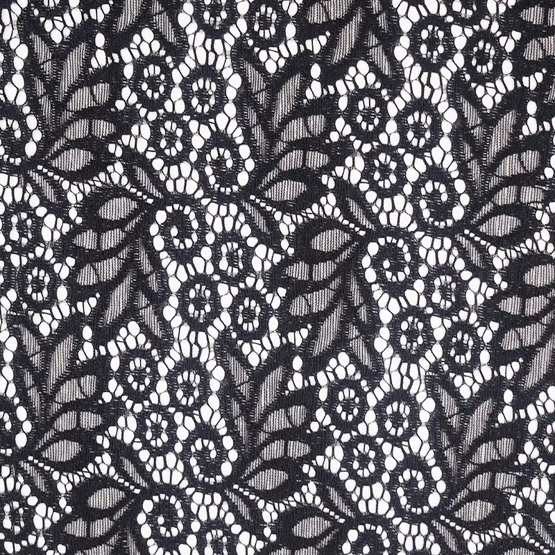 China Fabric for Blouse,Shirt Long Sleeve Button ,Dresses (Cardigan Button) ,Skirt  Lace Knit Fabric Nylon Spandex black color buy from China wholesaler bulk order at wholesale price free worldwide shipping Alibaba