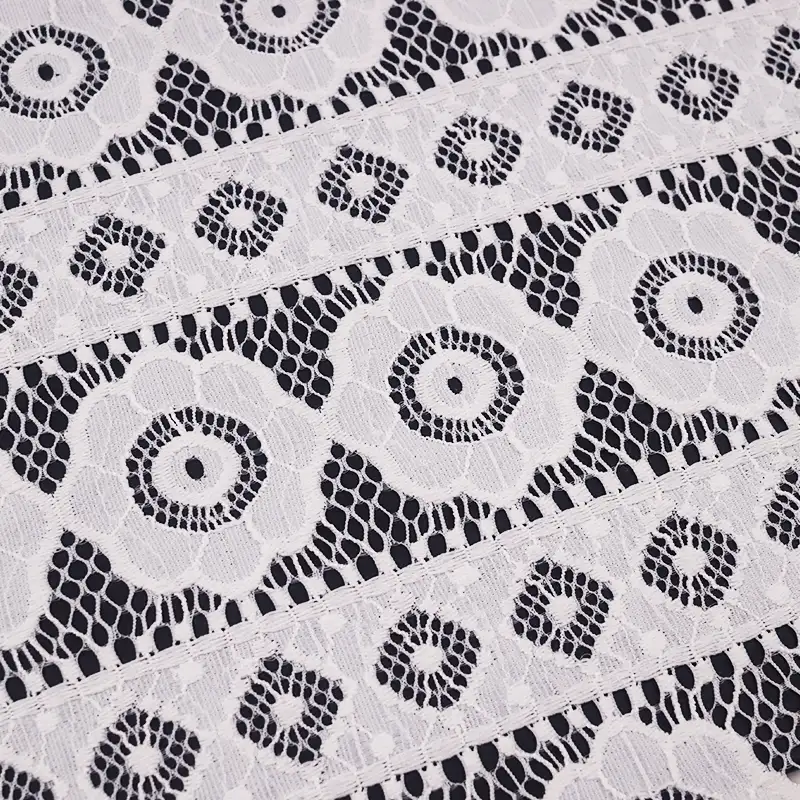China Fabric for Blouse,Shirt Long Sleeve Button ,Dresses (Cardigan Open) ,Skirt  Lace Knit Fabric Nylon Spandex white color buy from China wholesaler bulk order at wholesale price free worldwide shipping Alibaba