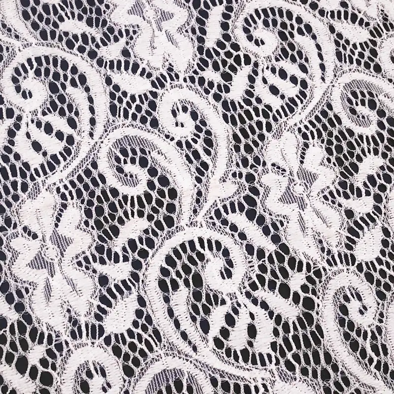 China Fabric for Blouse,Skirt,Shirt Half Sleeve Button ,Polo T-shirt ,Dresses (Pullover) ,Skirt  Lace Knit Fabric Nylon Spandex white color buy from China wholesaler bulk order at wholesale price free worldwide shipping Alibaba