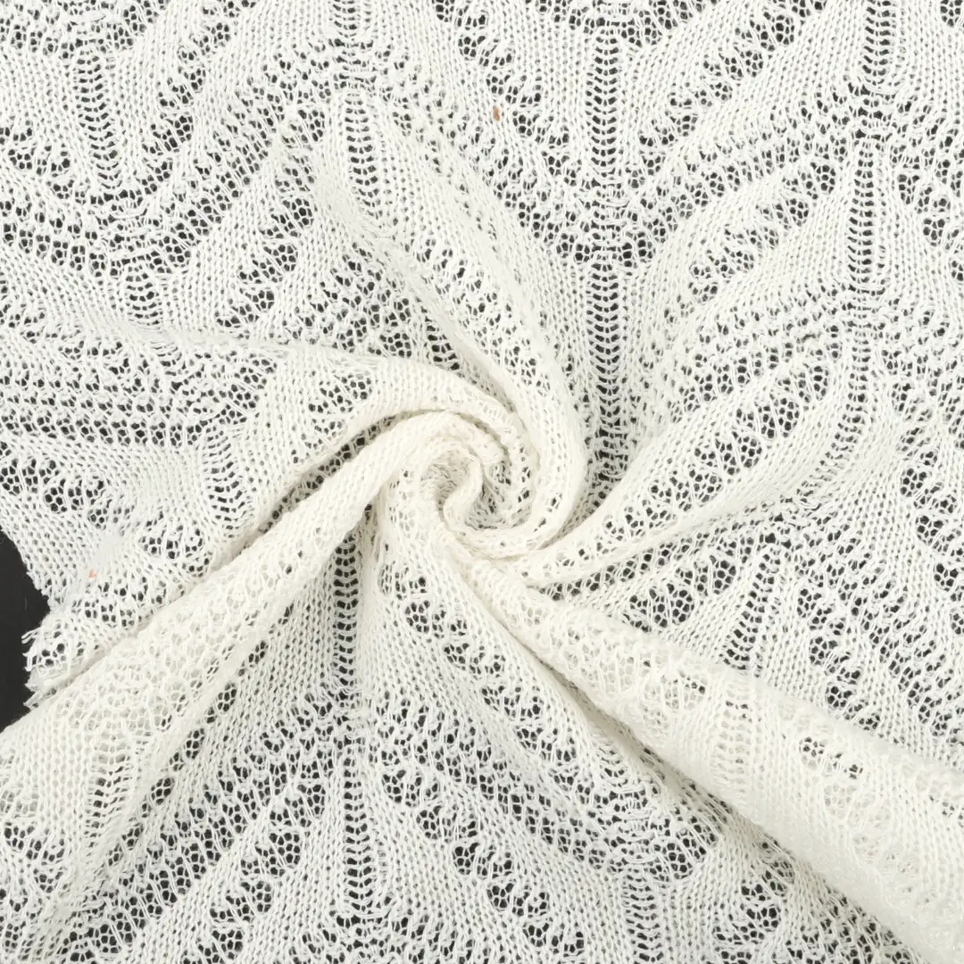 China Fabric for Skirt,Crop Top Pullover (Sweater),Ruched Cuffs Big Collar Top Jacquard Knit Fabric Polyester Spandex cream color buy from China wholesaler bulk order at wholesale price free worldwide shipping Alibaba