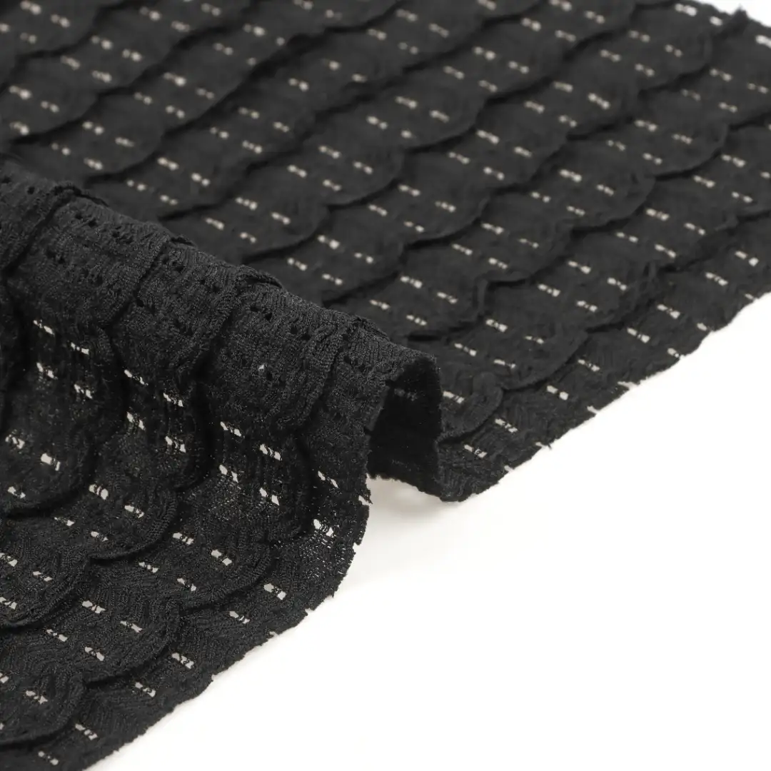 China Fabric for Skirt Jacquard Knit Fabric Polyester Spandex black color buy from China wholesaler bulk order at wholesale price free worldwide shipping Alibaba