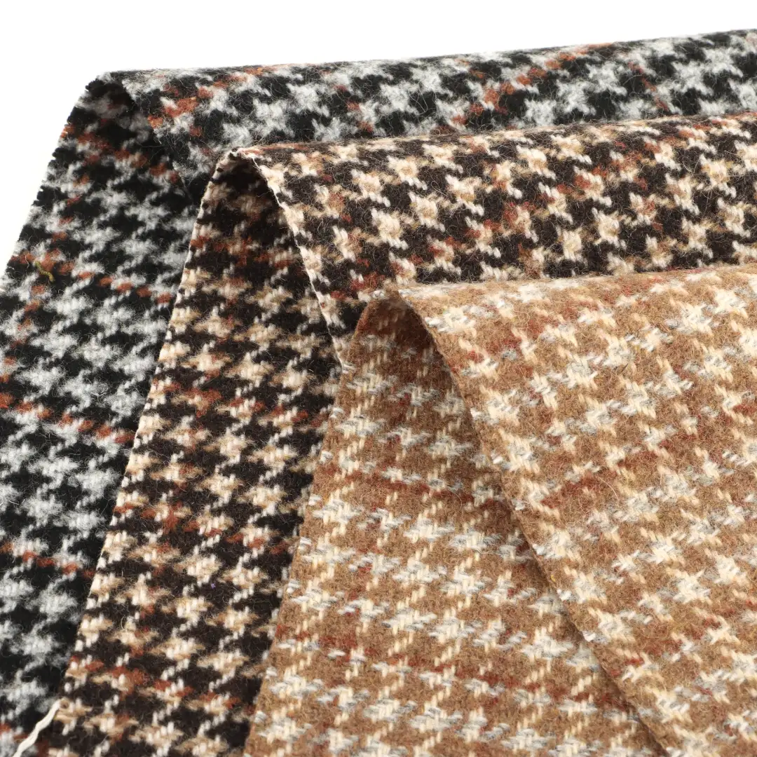 China Fabric for Jackets,Overcoat,Skirt ,Waist coat Woolen Tweed Woolen Other Wool houndstooth color buy from China wholesaler bulk order at wholesale price free worldwide shipping Alibaba