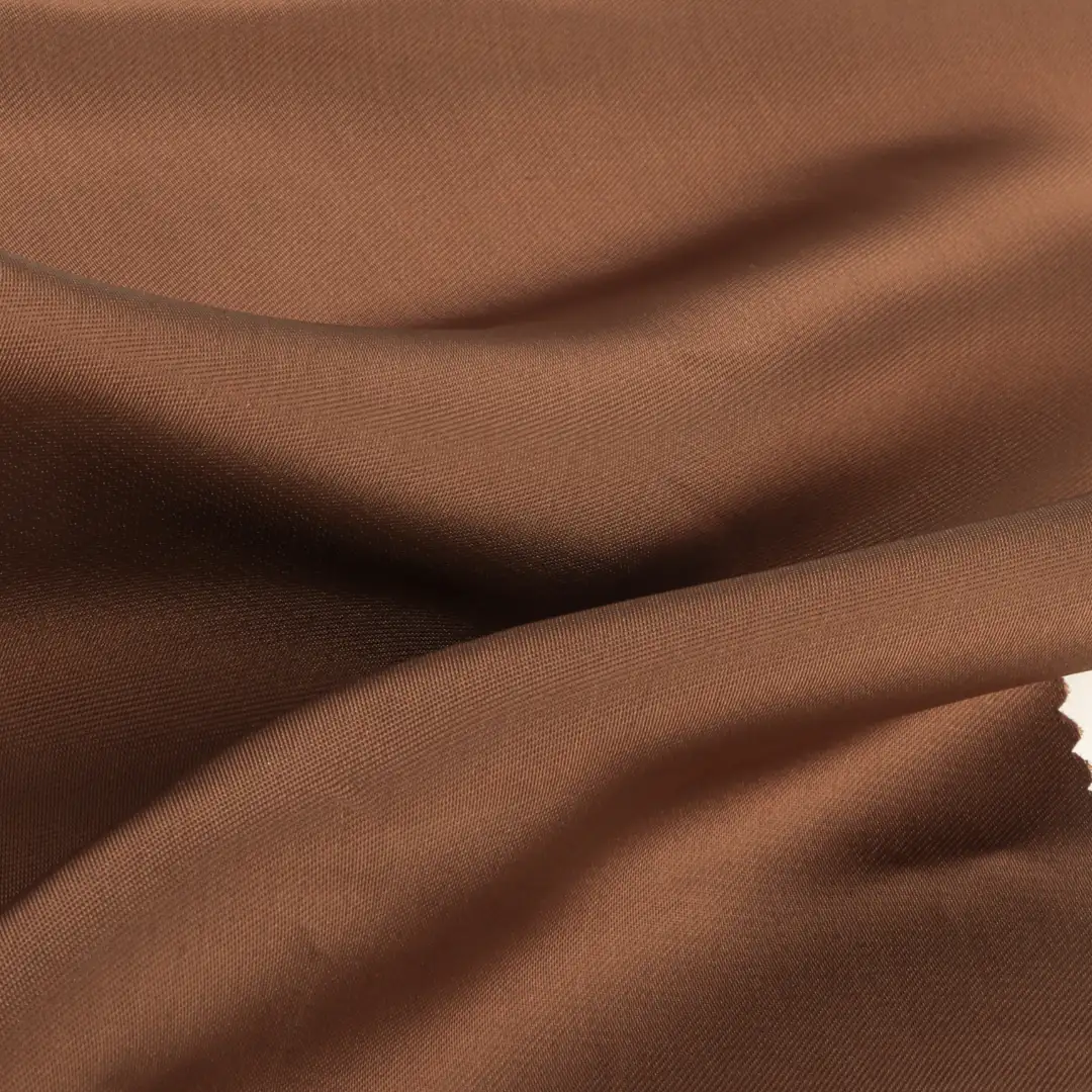 China Fabric for Skirt,Skirt ,Wide Leg Trousers Cotton/Rayon Twill Woven Blended Fabric Viscose Polyester Brown color buy from China wholesaler bulk order at wholesale price free worldwide shipping Alibaba