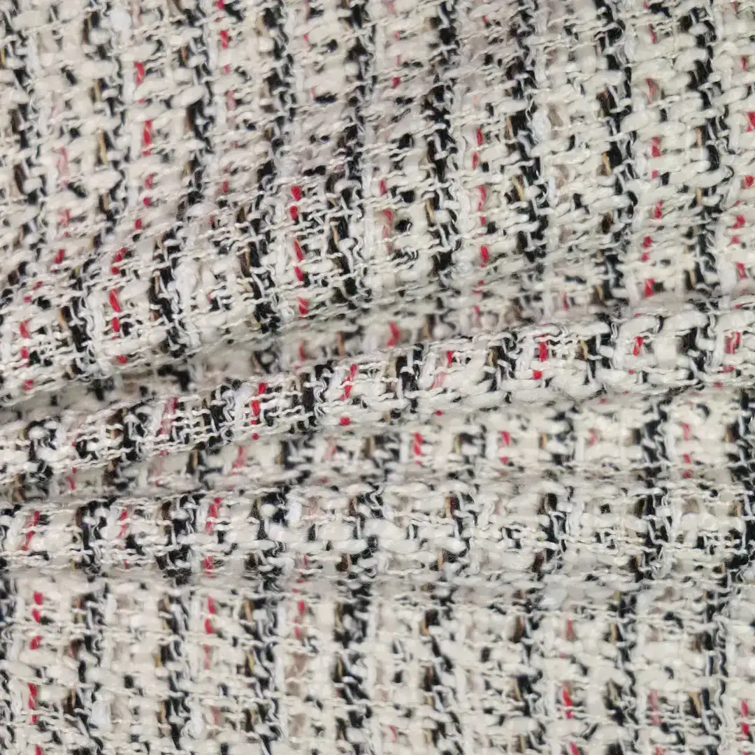 China Fabric for Blazer,Suit,Pleated Midi Skirt,Ladies Long Ruffle A-Line Skirt Chanel-Style Fabric Woolen Polyester Cotton white color buy from China wholesaler bulk order at wholesale price free worldwide shipping Alibaba