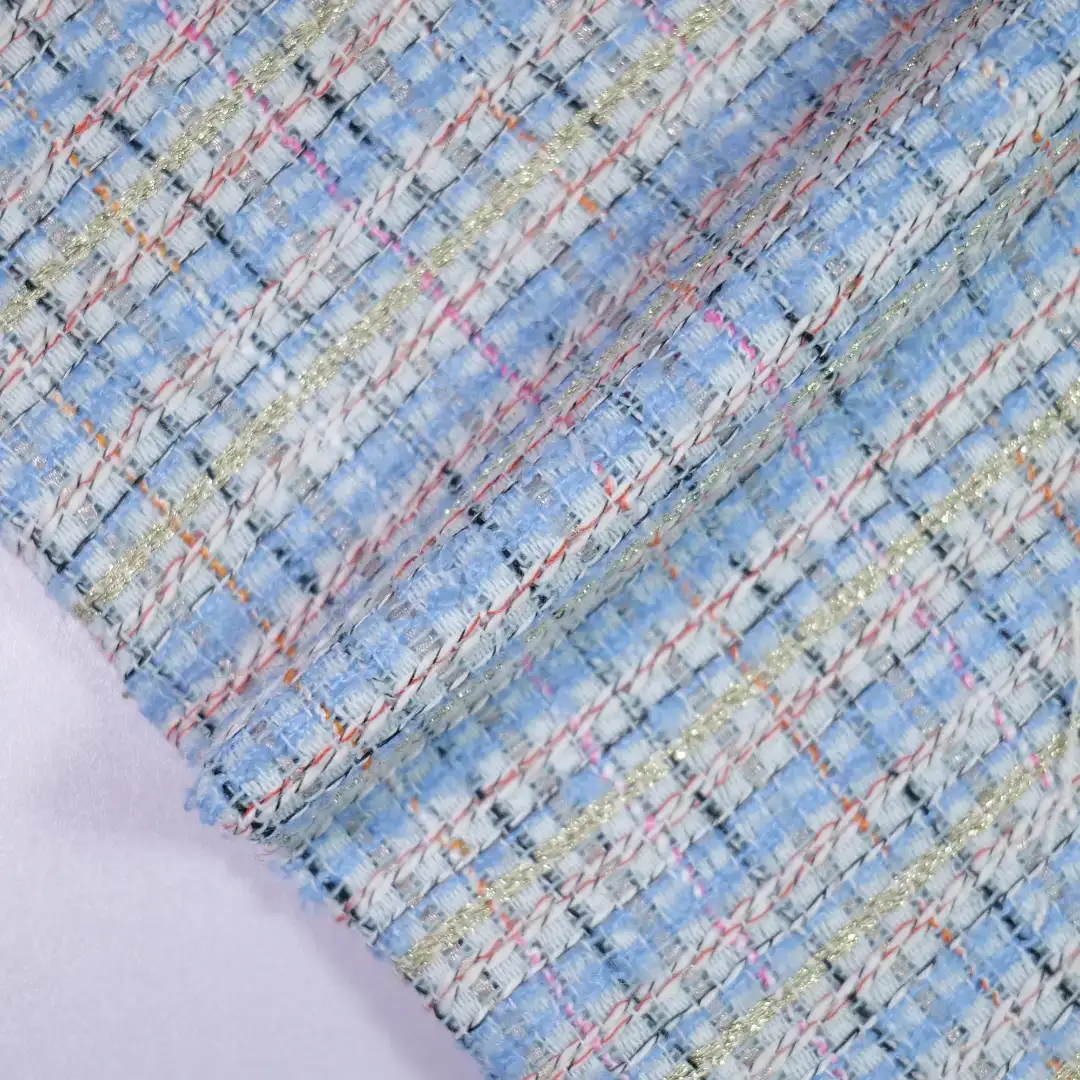 China Fabric for Jackets,Blazer,Skirt  Chanel-Style Fabric Woolen Polyester Blue color buy from China wholesaler bulk order at wholesale price free worldwide shipping Alibaba