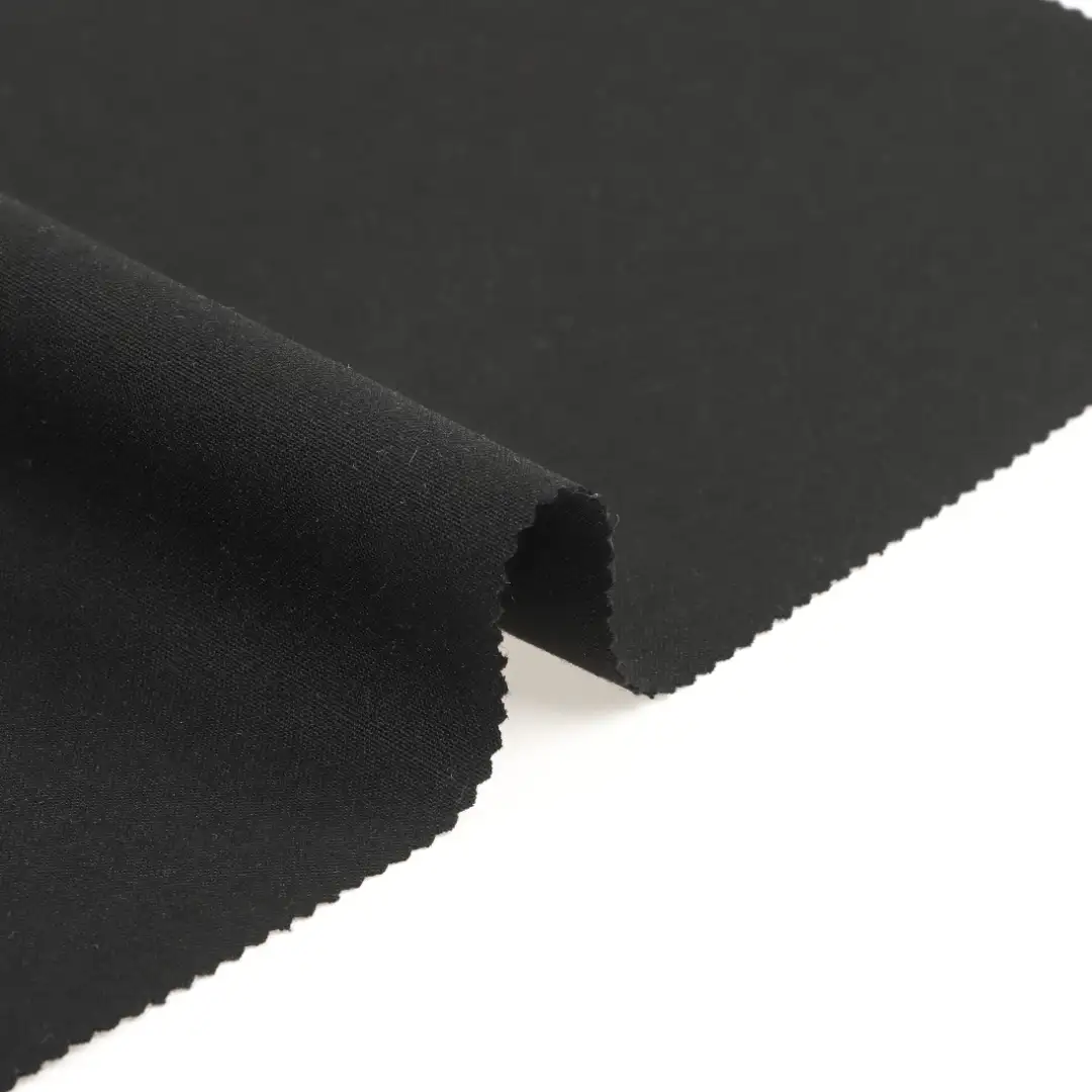 China Fabric for Shirt,Pants,Suit Trouser,Blazer,Shorts,Dresses (Cardigan Open) (Sweater),Men's Pants (Sweater),Women's Pants (Sweater),Skirt (Sweater) Polyester/Rayon Plain Woven Blended Fabric Polyester Rayon Spandex Black color buy from China wholesaler bulk order at wholesale price free worldwide shipping Alibaba