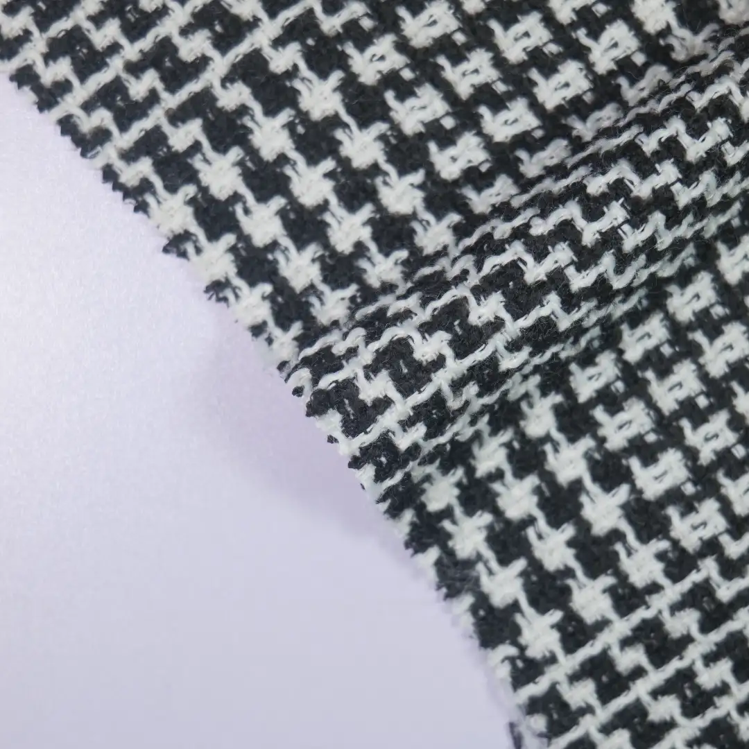 China Fabric for Jackets,Blazer,Overcoat Woolen Tweed Woolen Polyester Acrylic Other BLACK white color buy from China wholesaler bulk order at wholesale price free worldwide shipping Alibaba