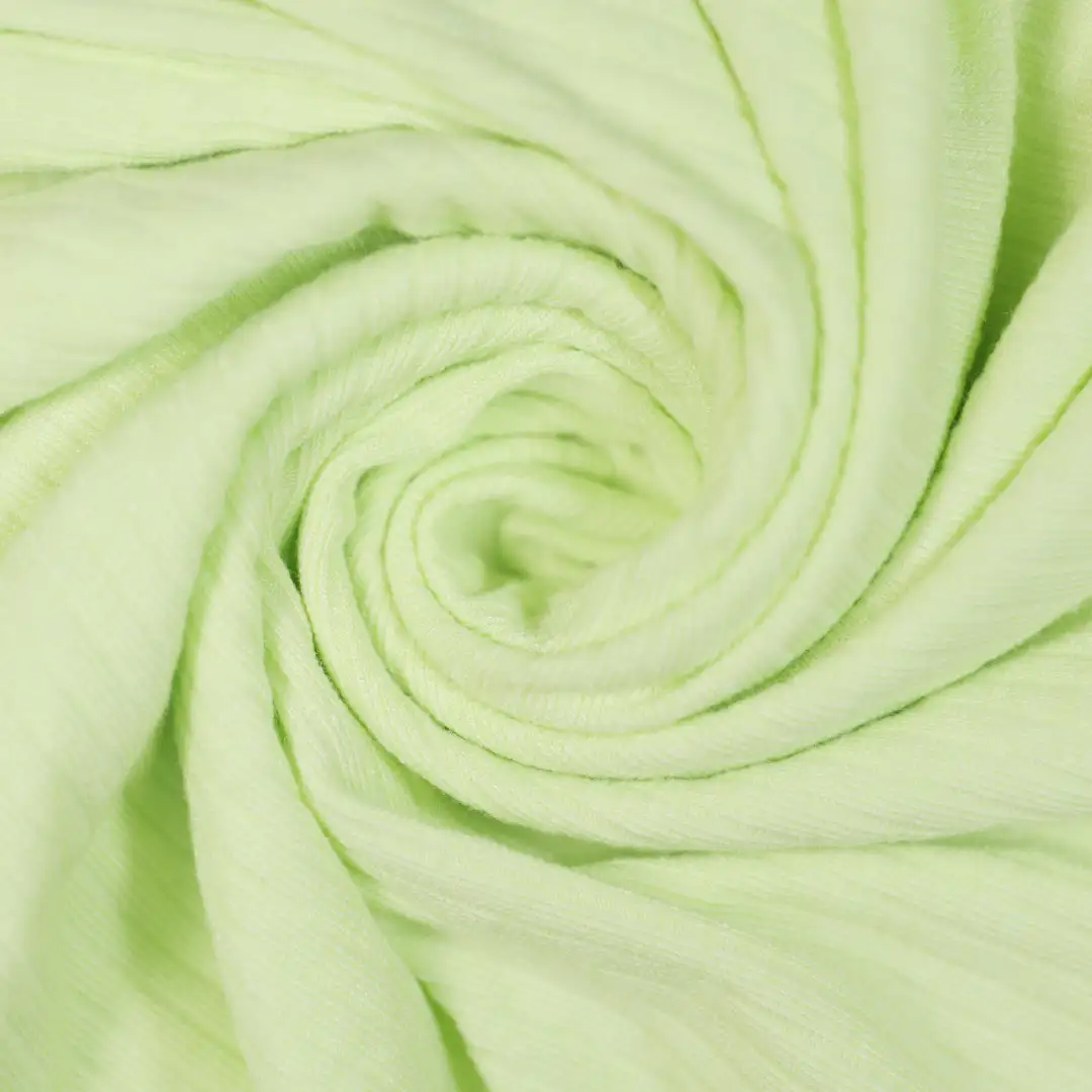 China Fabric for T-Shirt,Polo Shirt,Skirt,Loungewear,Kids Ruffle Tiered Dress Rib Knit Fabric Rayon Polyester Nylon Spandex light green color buy from China wholesaler bulk order at wholesale price free worldwide shipping Alibaba