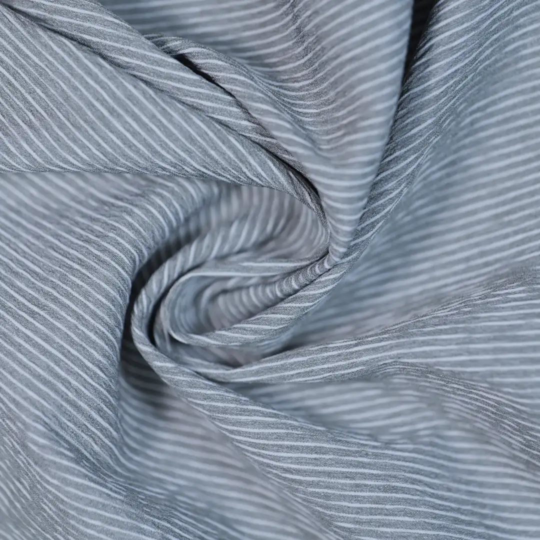China Fabric for Shirt,Skirt Yarn Dyed Stripe Synthetic Woven Fabric Polyester grey color buy from China wholesaler bulk order at wholesale price free worldwide shipping Alibaba