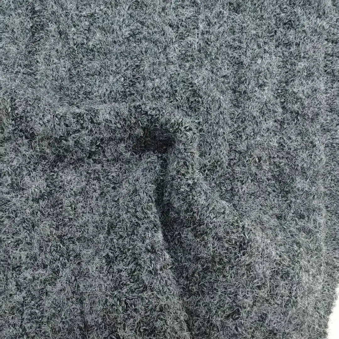 China Yarn for Hoodie,Open Cardigan (Sweater),Half-Zipper Cardigan (Sweater) Mossy Yarn Fancy Yarn Recycled Polyester RWS Wool Spandex Dark grey color buy from China wholesaler bulk order at wholesale price free worldwide shipping Alibaba