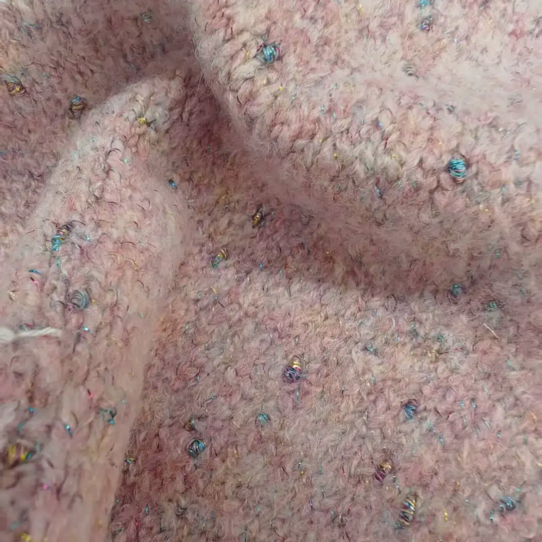 China Yarn for Open Cardigan (Sweater),Knitted Jacket (Sweater),Round Neck Pullover (Sweater) Mossy Yarn Fancy Yarn Acrylic Elastane Polyester Lurex white，pink color buy from China wholesaler bulk order at wholesale price free worldwide shipping Alibaba