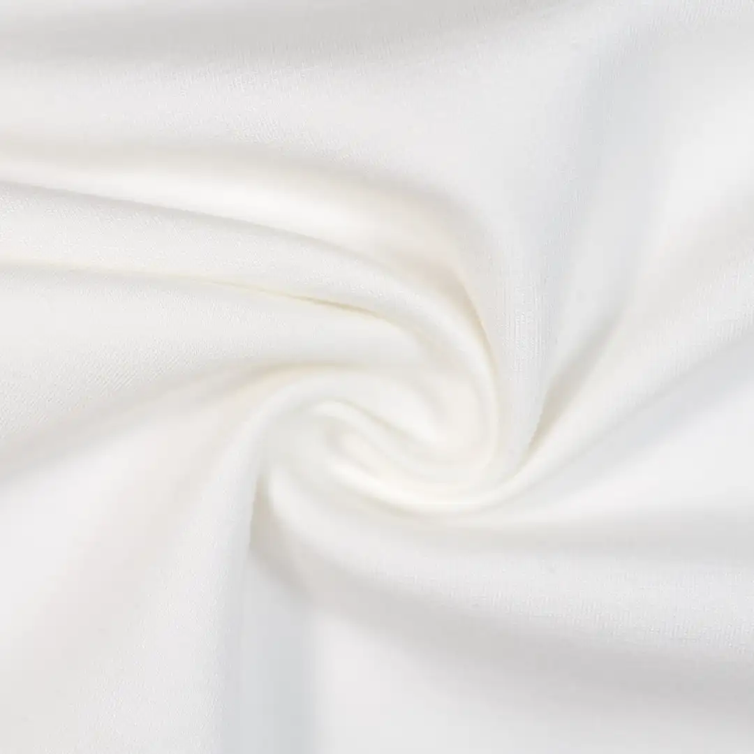 China Fabric for Long Sleeve Base Layer Top Scuba Knit Fabric Nylon Rayon Spandex white color buy from China wholesaler bulk order at wholesale price free worldwide shipping Alibaba