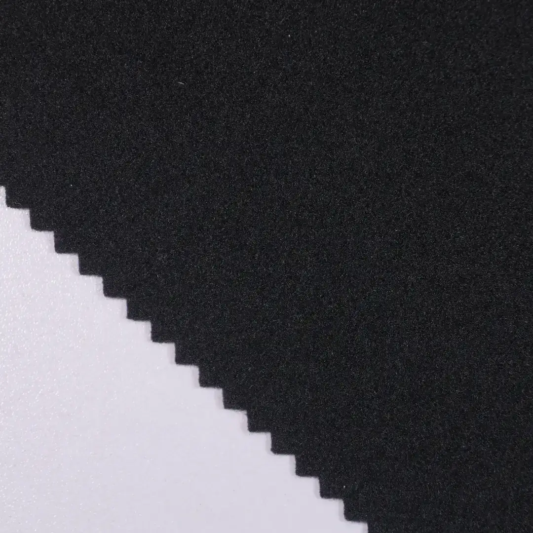 China Fabric for Jackets Fleece Knit Fabric Polyester black color buy from China wholesaler bulk order at wholesale price free worldwide shipping Alibaba