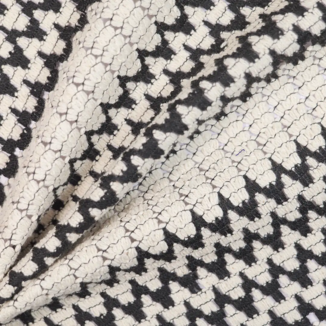 China Fabric for T-Shirt,Polo Shirt Lace Knit Fabric Cotton Polyester black&white color buy from China wholesaler bulk order at wholesale price free worldwide shipping Alibaba