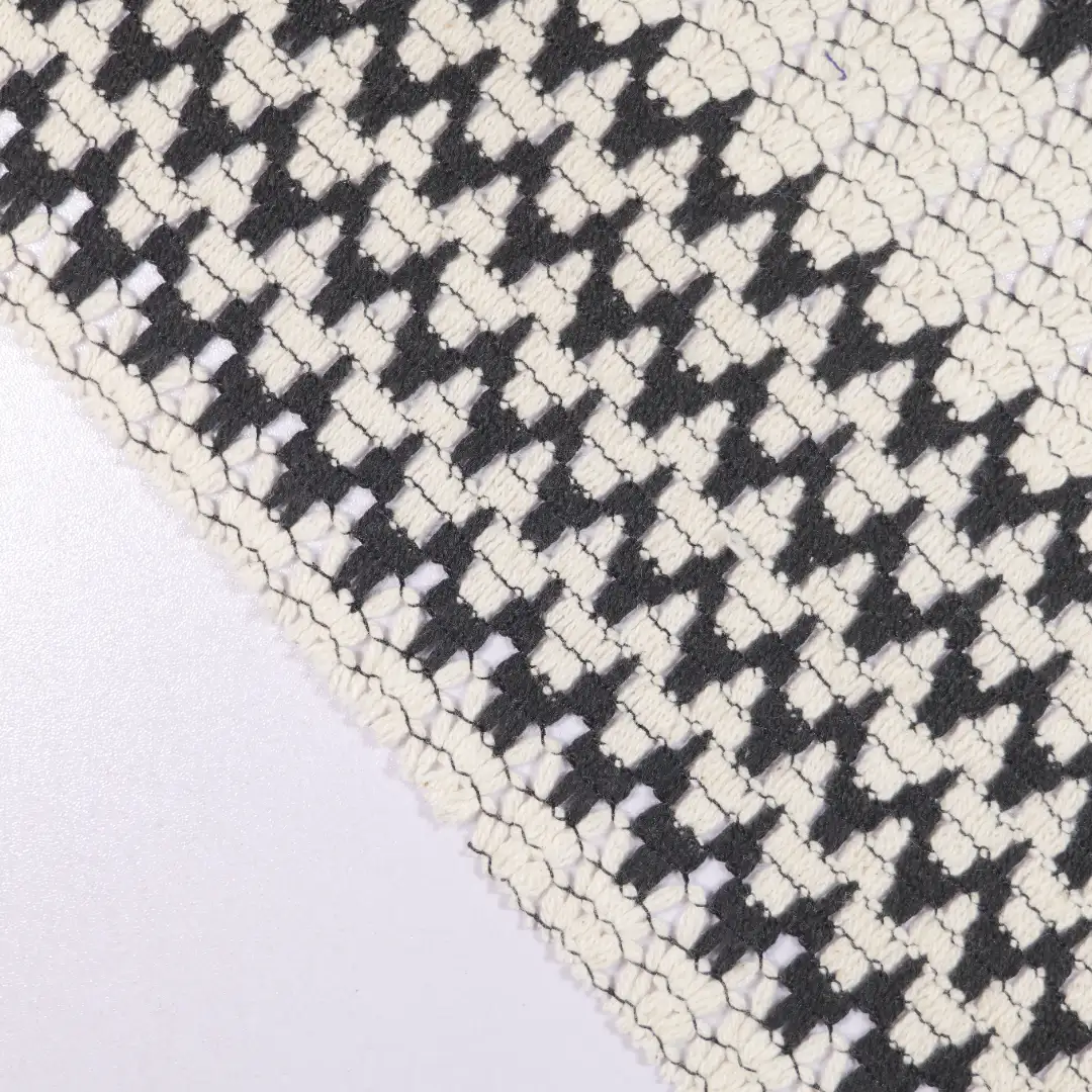China Fabric for T-Shirt,Polo Shirt Lace Knit Fabric Cotton Polyester black&white color buy from China wholesaler bulk order at wholesale price free worldwide shipping Alibaba