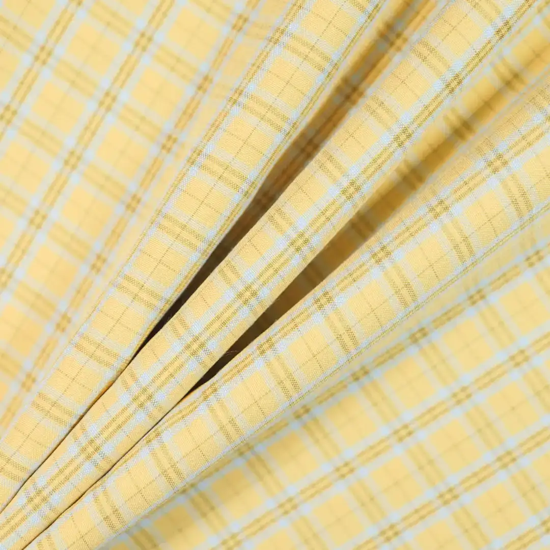 China Fabric for Jackets,Overcoat Yarn Dyed Check Woven Blended Fabric Polyester Rayon Spandex yellow color buy from China wholesaler bulk order at wholesale price free worldwide shipping Alibaba