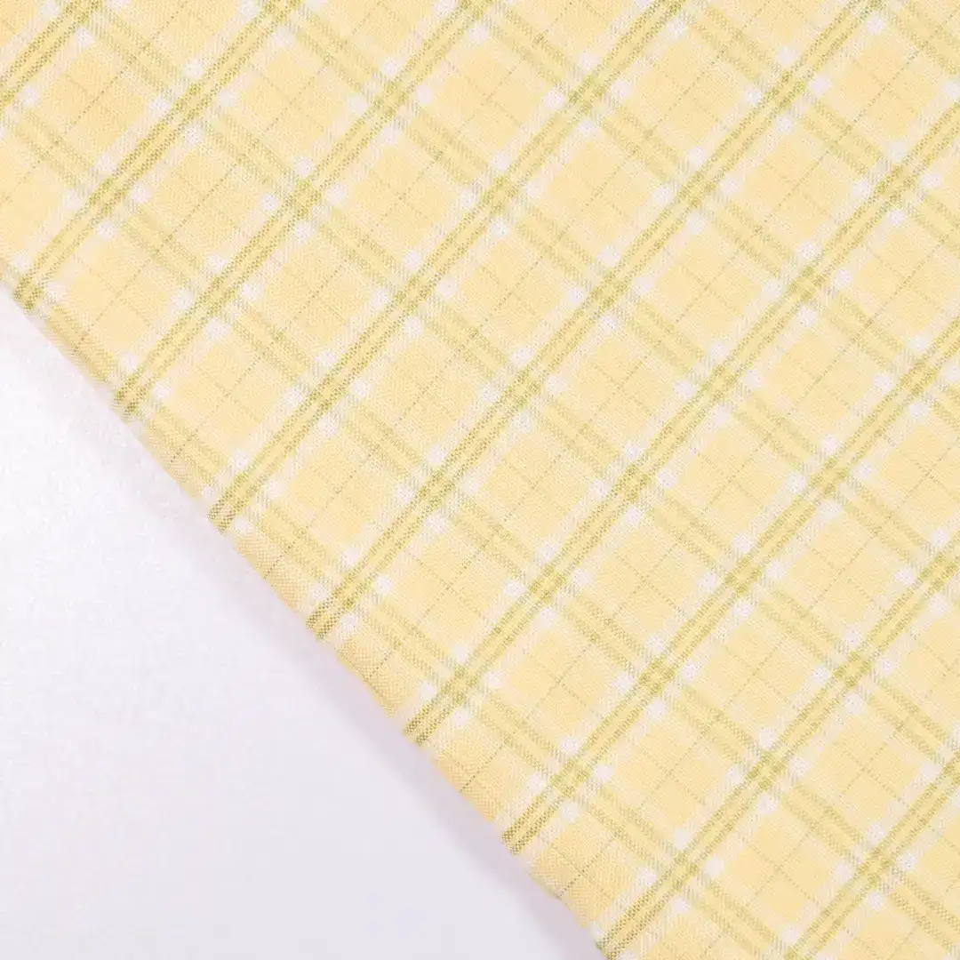 China Fabric for Shirt,Cropped V-Neck Shirt,Tier Midi Shirt Dress Yarn Dyed Check Woven Blended Fabric Polyester Rayon Spandex yellow color buy from China wholesaler bulk order at wholesale price free worldwide shipping Alibaba