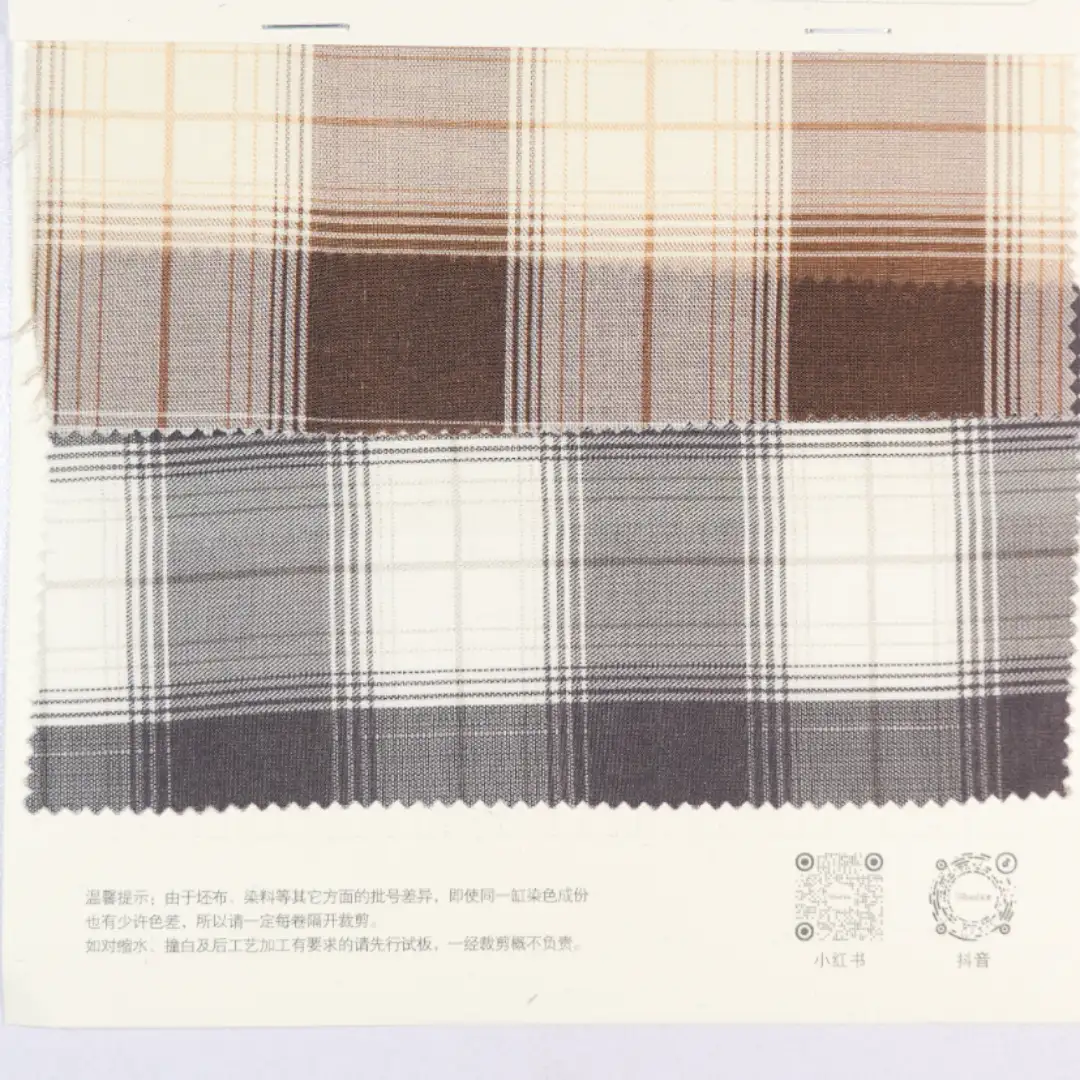 China Fabric for Shirt,Skirt,Backless Beach Dress Yarn Dyed Check Woven Blended Fabric Tencel Linen WHITE COFFEE color buy from China wholesaler bulk order at wholesale price free worldwide shipping Alibaba