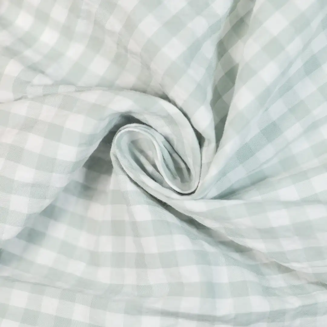China Fabric for Shirt,Backless Beach Dress,Strap Midi Dress Yarn Dyed Check Woven Blended Fabric Cotton Spandex cyan color buy from China wholesaler bulk order at wholesale price free worldwide shipping Alibaba