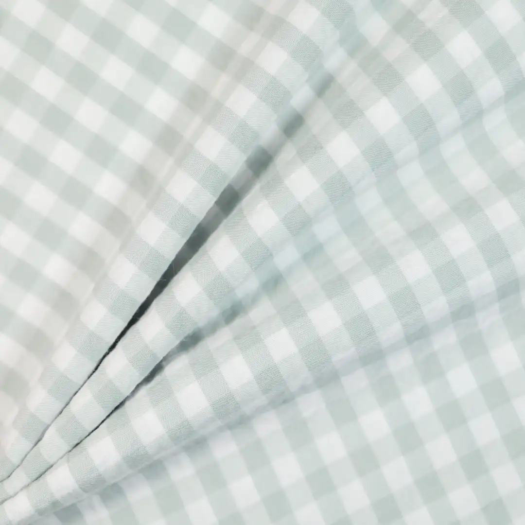 China Fabric for Shirt,Backless Beach Dress,Strap Midi Dress Yarn Dyed Check Woven Blended Fabric Cotton Spandex cyan color buy from China wholesaler bulk order at wholesale price free worldwide shipping Alibaba