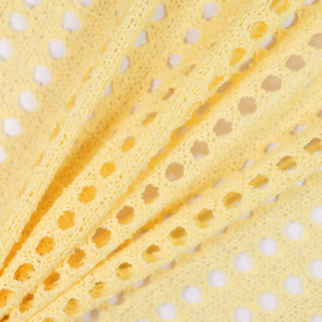 China Fabric for Shirt Mesh Knit Fabric Polyester YELLOW color buy from China wholesaler bulk order at wholesale price free worldwide shipping Alibaba