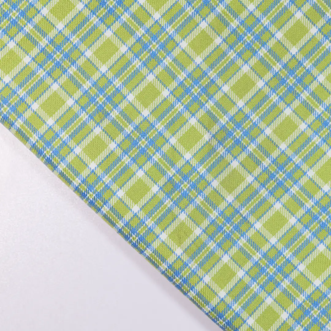 China Fabric for Skirt,Backless Beach Dress,Tank Midi Dress Yarn Dyed Check Woven Blended Fabric Polyester Rayon green color buy from China wholesaler bulk order at wholesale price free worldwide shipping Alibaba