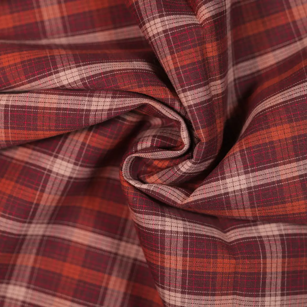 China Fabric for Shirt,Big Pockets Shirt Dress,Girls Ruffled Square-Collar Fitted Shirt Yarn Dyed Check Natural Woven Fabric Cotton RED color buy from China wholesaler bulk order at wholesale price free worldwide shipping Alibaba