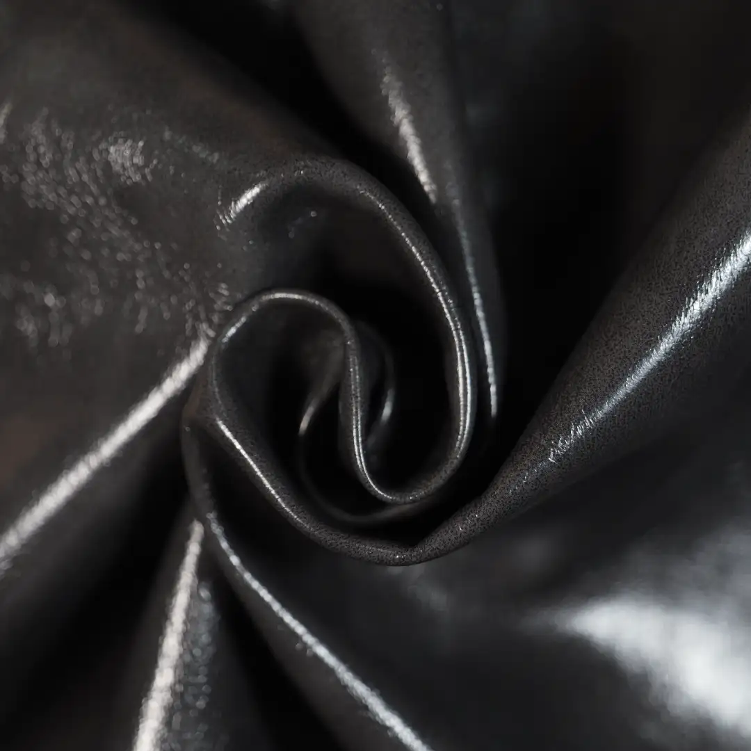 China Fabric for Jackets,Trench Coat PU Woven Blended Fabric Polyester Polyurethane (PU) Metallic Gold black color buy from China wholesaler bulk order at wholesale price free worldwide shipping Alibaba