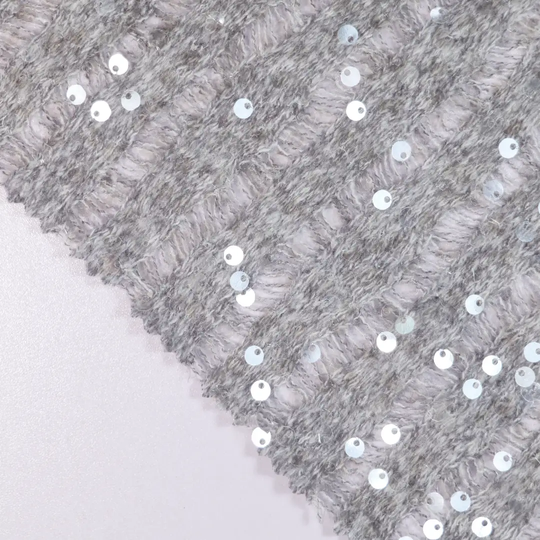 China Fabric for Skirt,Backless Beach Dress Sequined Mesh Fabric Knit Fabric Polyester GREY color buy from China wholesaler bulk order at wholesale price free worldwide shipping Alibaba