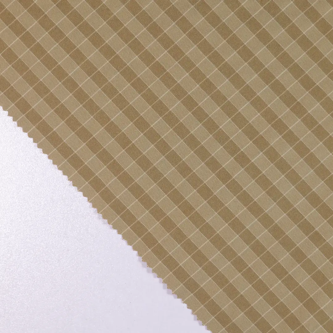 China Fabric for Jackets Yarn Dyed Check Synthetic Woven Fabric Polyester Rayon brown color buy from China wholesaler bulk order at wholesale price free worldwide shipping Alibaba