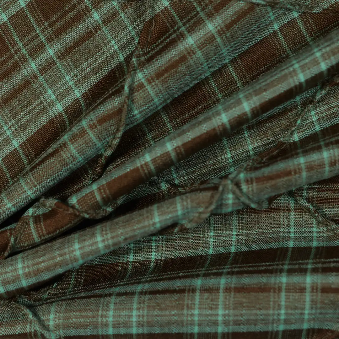 China Fabric for Blouse Yarn Dyed Check Synthetic Woven Fabric Polyester green color buy from China wholesaler bulk order at wholesale price free worldwide shipping Alibaba