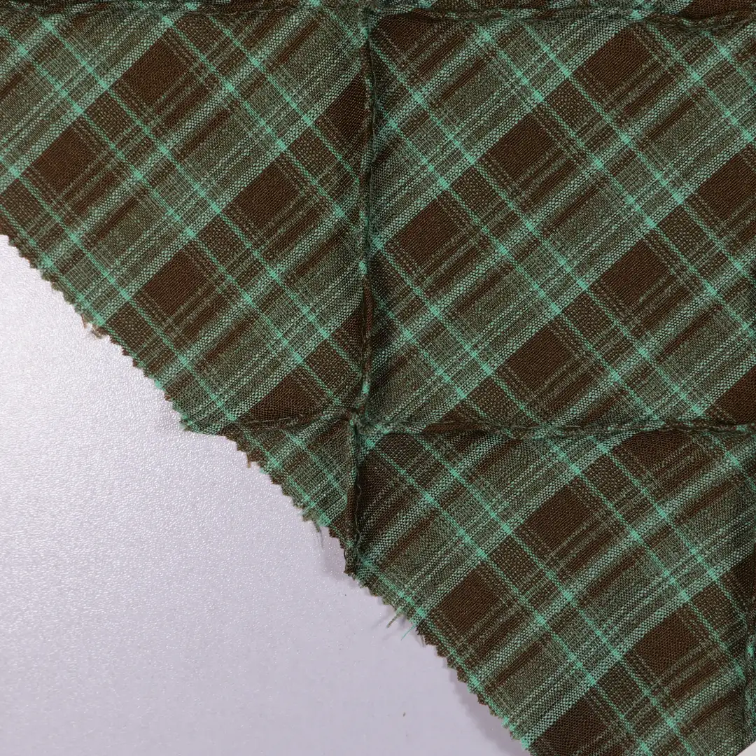 China Fabric for Blouse Yarn Dyed Check Synthetic Woven Fabric Polyester green color buy from China wholesaler bulk order at wholesale price free worldwide shipping Alibaba