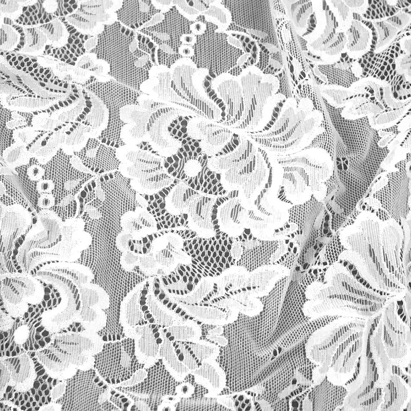 China Fabric for Lingerie,Skirt Lace Knit Fabric Nylon Spandex White color buy from China wholesaler bulk order at wholesale price free worldwide shipping Alibaba