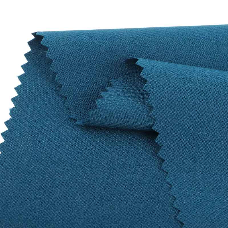 China Fabric for Pants Four Stretch Polyester Woven Fabric Synthetic Woven Fabric Polyester Spandex BLUE color buy from China wholesaler bulk order at wholesale price free worldwide shipping Alibaba