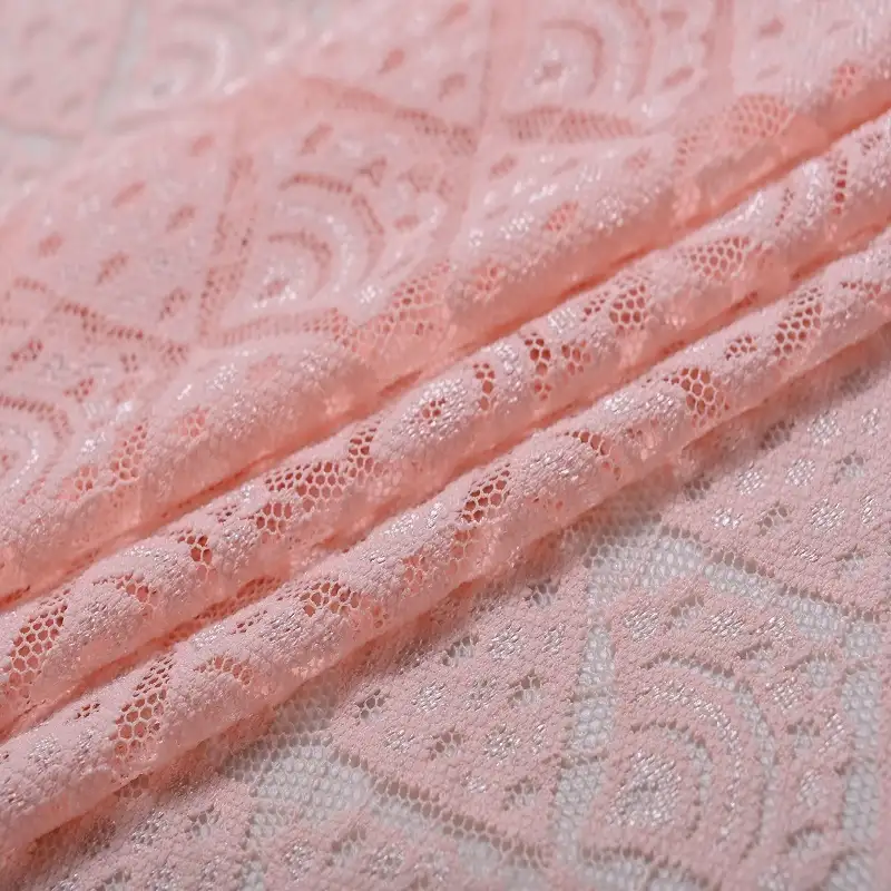 China Fabric for Shirt,Blouse,Skirt,Skirt  Lace Knit Fabric Nylon Spandex pink color buy from China wholesaler bulk order at wholesale price free worldwide shipping Alibaba