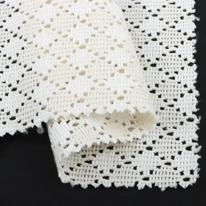 China Fabric for Ladies Vest ,Dresses (Cardigan Open)  Lace Knit Fabric Cotton Polyester Milky white color buy from China wholesaler bulk order at wholesale price free worldwide shipping Alibaba
