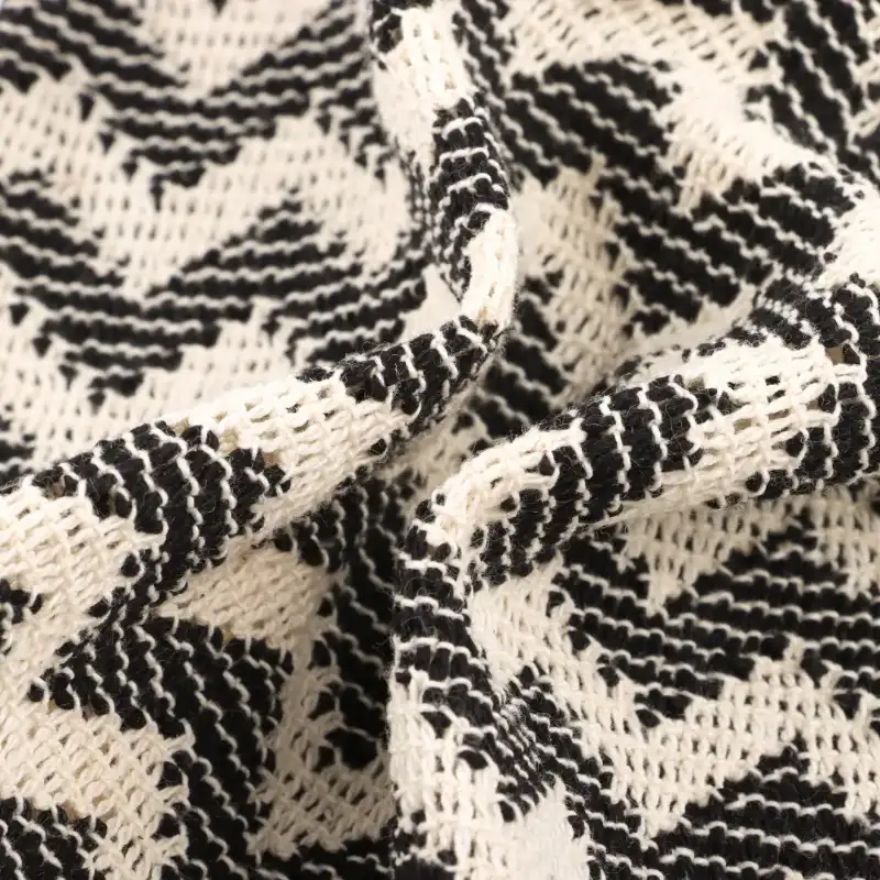 China Fabric for Ladies Vest ,Dresses (Cardigan Open)  Lace Knit Fabric Cotton Milky white and black color buy from China wholesaler bulk order at wholesale price free worldwide shipping Alibaba